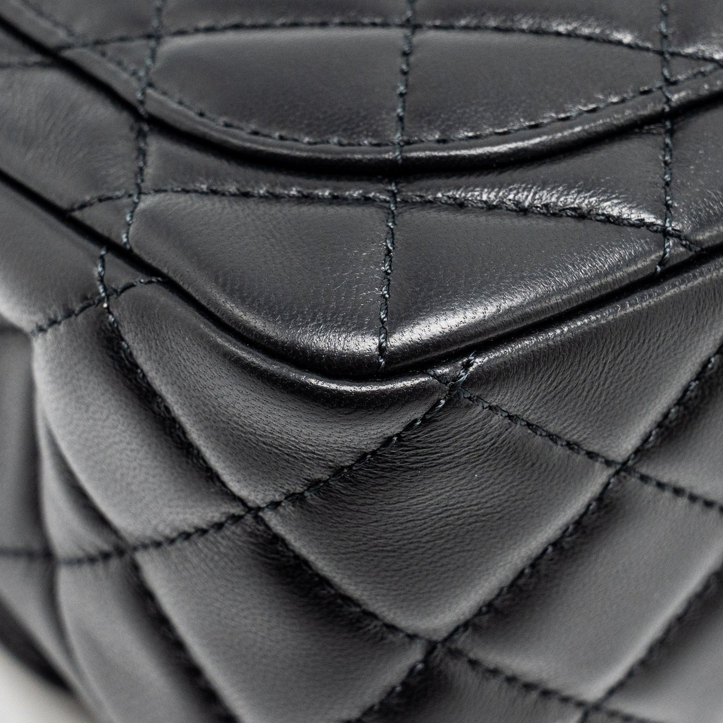 Chanel pearl crush mini square flap bag lambskin black  (microchip)