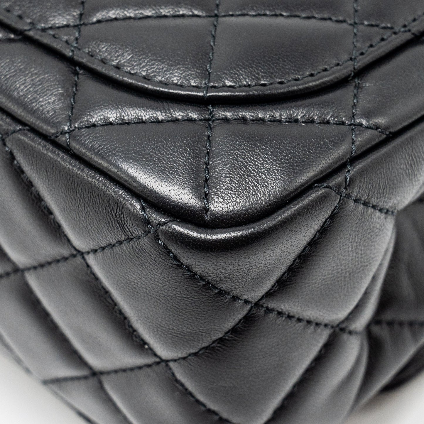 Chanel pearl crush mini square flap bag lambskin black  (microchip)