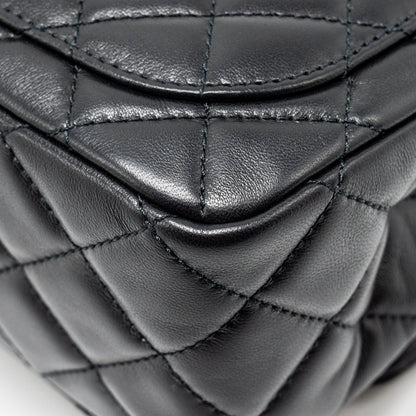 Chanel pearl crush mini square flap bag lambskin black  (microchip)