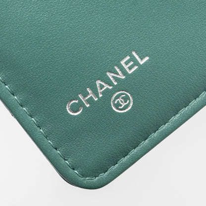 Chanel Long Wallet Lambskin Dark Grey/Green in Green Hardware