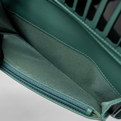 Chanel Long Wallet Lambskin Dark Grey/Green in Green Hardware