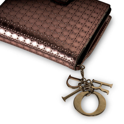 Christian Dior Cannage Metallic Wallet Pink