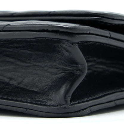 Chanel 2.55 Reissue Wallet On Chain Chevron Aged Calfskin Black Brushed  (Microchip)