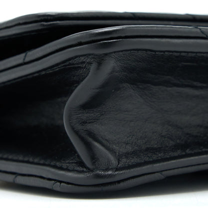 Chanel 2.55 Reissue Wallet On Chain Chevron Aged Calfskin Black Brushed  (Microchip)