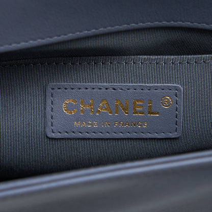 Chanel Medium Boy Bag Chevron Calfskin Grey L