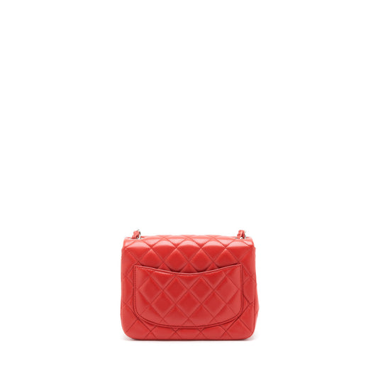 Chanel Mini Square Flap Bag Lambskin Red