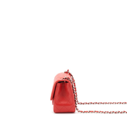 Chanel Mini Square Flap Bag Lambskin Red