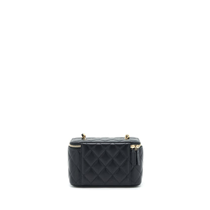 Chanel 22S Pearl Crush Long Vanity With Chain Lambskin Black