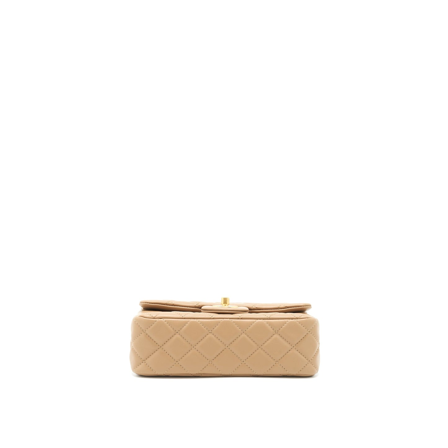 Chanel 22B Pearl Crush Mini Rectangular Flap Bag Lambskin Dark Beige  (Microchip)