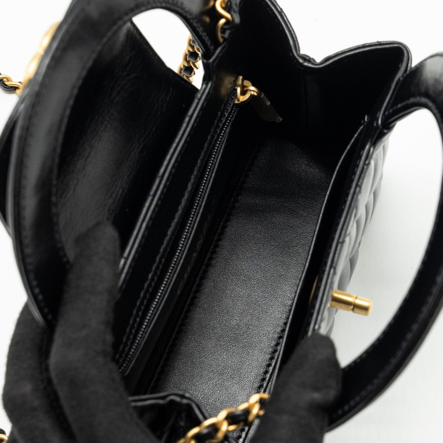 Chanel 24a Mini Shopping Tote/ Mini Kelly Calfskin Black  (microchip)