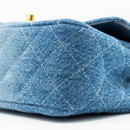 CHANEL 24S Mini Rectangular Flap Bag Denim Blue  (Microchip)
