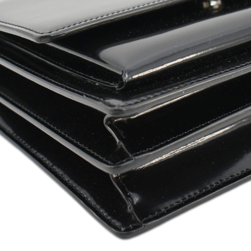 YVES SAINT LAURENT Monogram Sunset Medium Leather Shoulder Bag Black