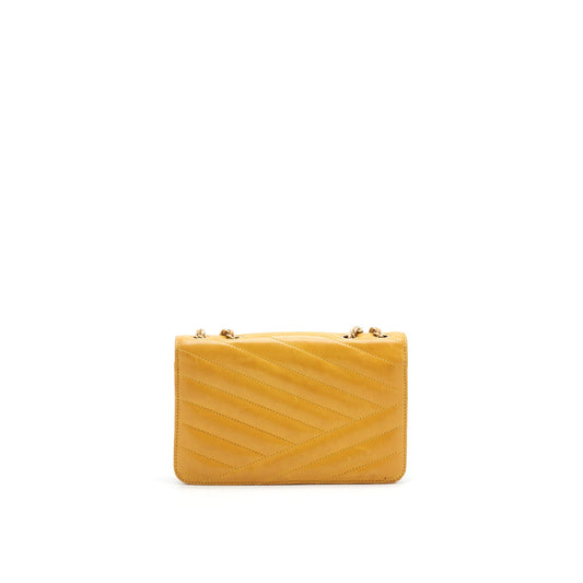 Chanel Chevron Envelope Flap Bag With Chain in Yellow