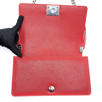 Chanel Medium Boy Bag Grained Calfskin Red