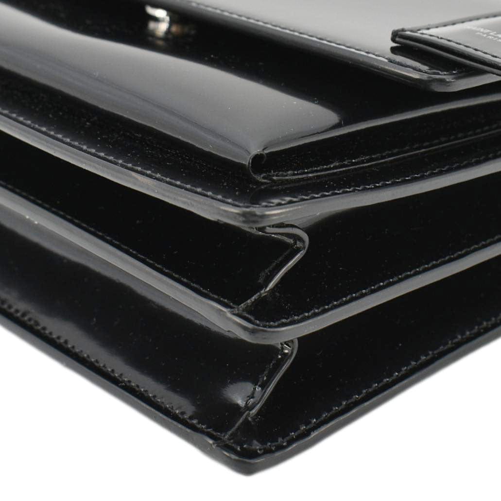 YVES SAINT LAURENT Monogram Sunset Medium Leather Shoulder Bag Black