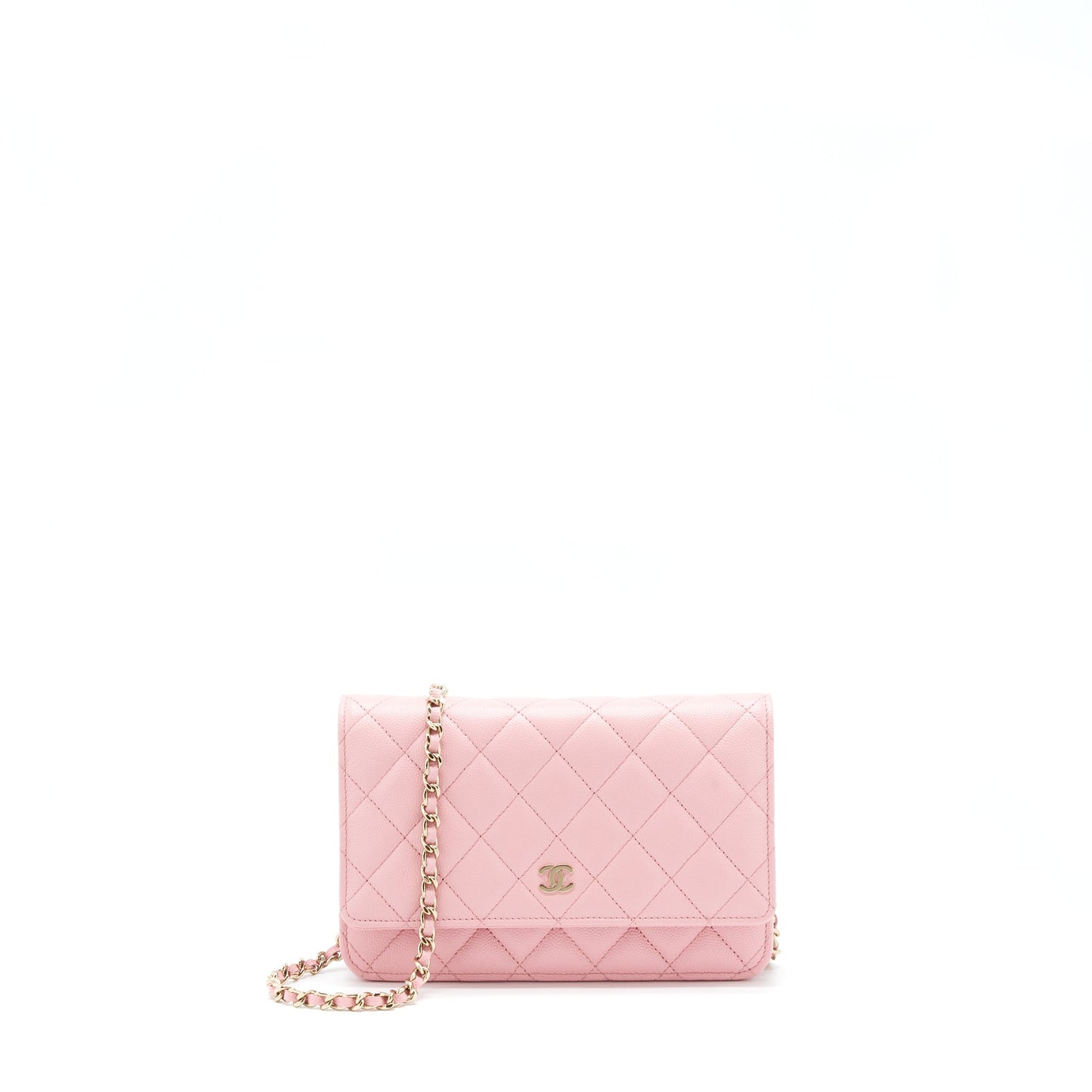Chanel 22C Classic Wallet On Chain Caviar Pink L