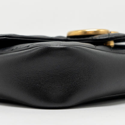 GUCCI Super Mini GG Marmont Calfskin Black