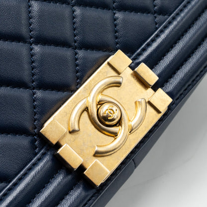 Chanel Medium Boy Bag Lambskin Dark Blue