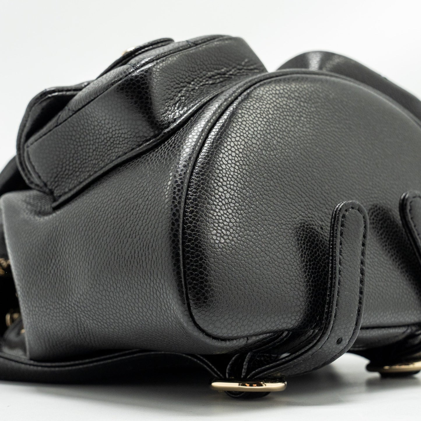 CHANEL 24A Mini Duma Backpack Grained Calfskin Black L (Microchip)