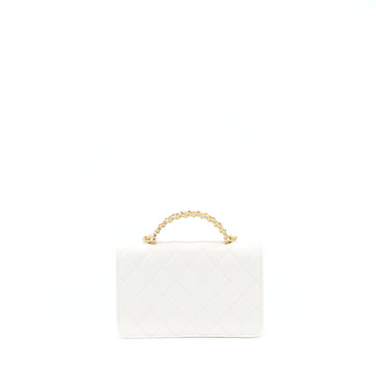 Chanel 22s Logo Top Handle Wallet On Chain Caviar White