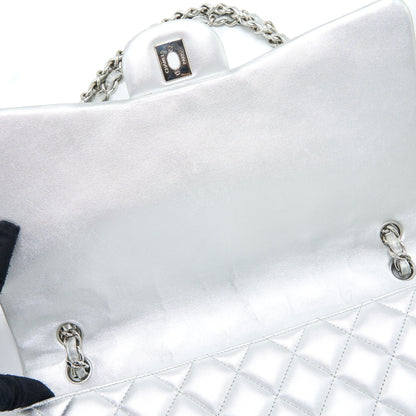 Chanel Maxi Classic Single Flap Bag Lambskin Silver