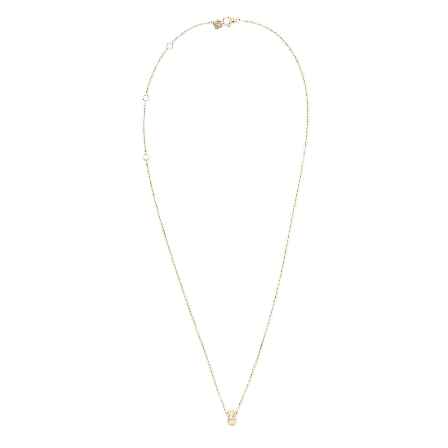 Chanel Coco Crush Necklace Quilted Motif Beige Gold