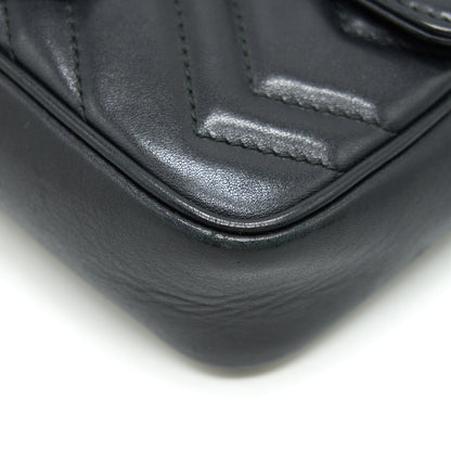 GUCCI GG MARMONT SUPER MINI LEATHER BAG BLACK