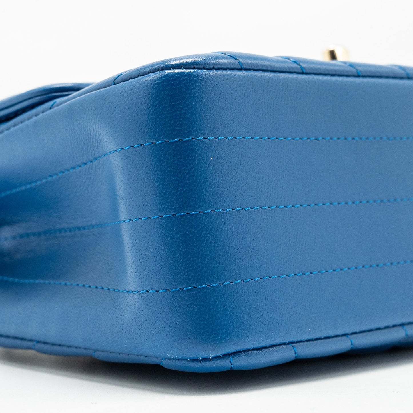 Chanel Mini Rectangular Flap Bag Chevron Lambskin Blue L