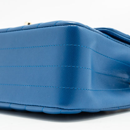 Chanel Mini Rectangular Flap Bag Chevron Lambskin Blue L