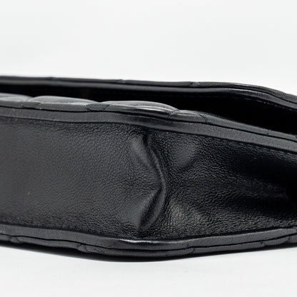 Chanel Pearl Crush mini flap wallet with chain lambskin black  (microchip)