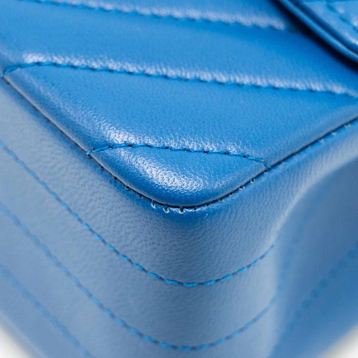 Chanel Mini Rectangular Flap Bag Chevron Lambskin Blue L