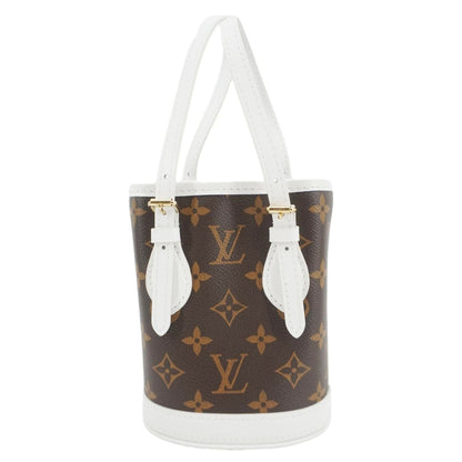 LOUIS VUITTON  Nano Bucket Monogram Canvas Crossbody Bag White