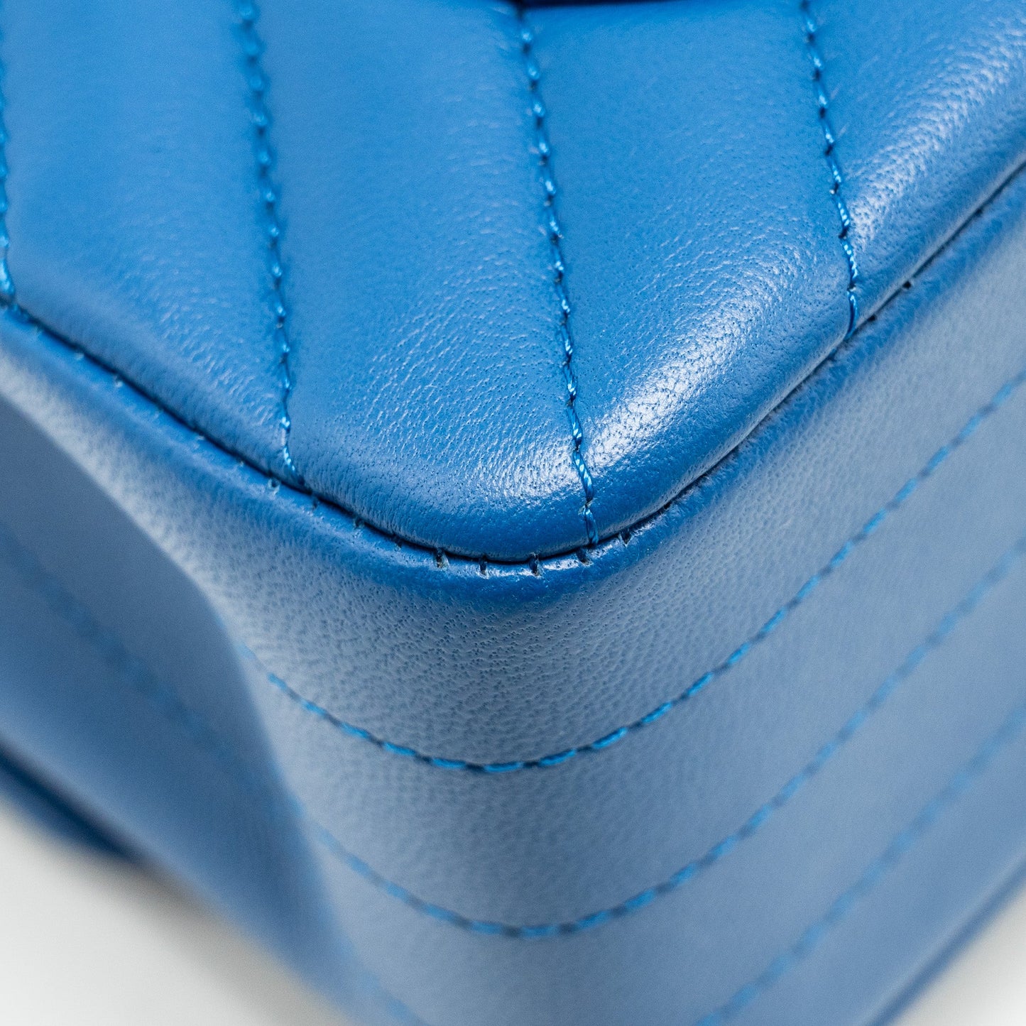 Chanel Mini Rectangular Flap Bag Chevron Lambskin Blue L