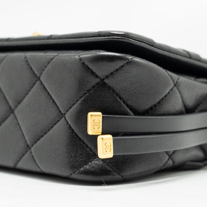 Chanel 23B Detail Chains Quilted Flap Bag Lambskin Black (Microchip)