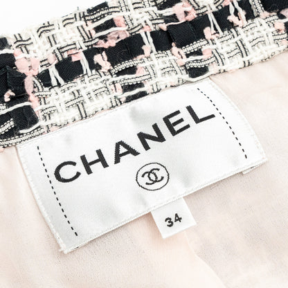 Chanel 20P Size 34 Jacket Tweed Black/White/Ecru/Pink