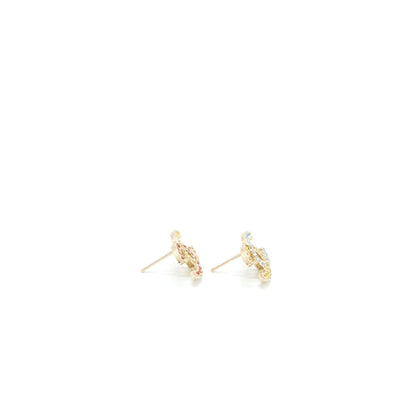 Chanel CC Logo Earrings Crystal Multicolour Light Gold Tone