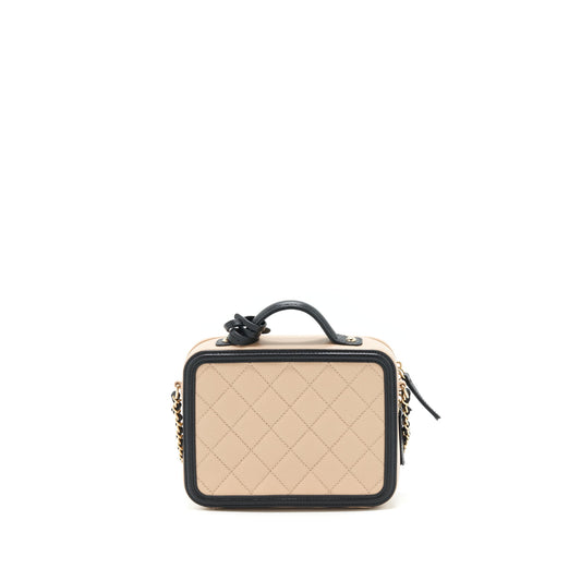 Chanel Vanity Filigree Caviar Beige&Black L