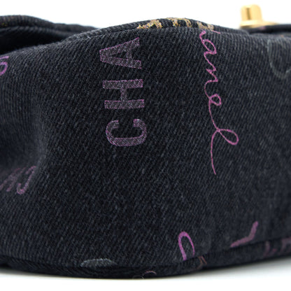Chanel 22P Black Denim Flap Bag Brushed (Microchip)