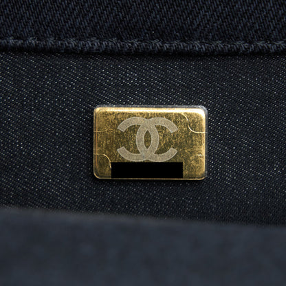 Chanel 22P Black Denim Flap Bag Brushed (Microchip)