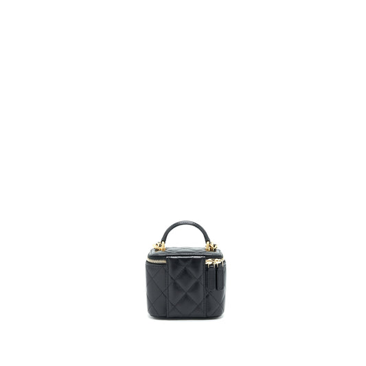 Chanel Small Handle Vanity With Chain  Lambskin Black