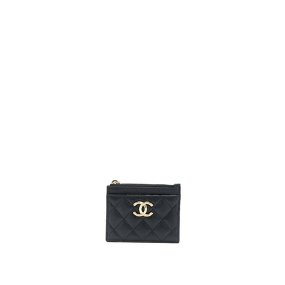 Chanel 23C Zipper Card Holder Caviar Black L (Microchip)