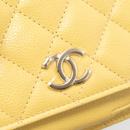 Chanel Mini Business Affinity Wallet On Chain Caviar Yellow L (microchip)