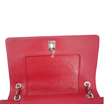 CHANEL Mademoiselle Vintage Flap Sheepskin Leather Crossbody Bag Pink