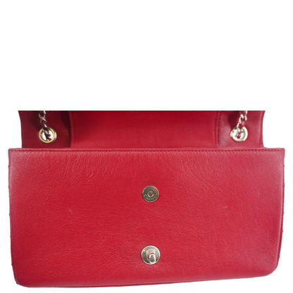 CHANEL Mademoiselle Vintage Flap Sheepskin Leather Crossbody Bag Pink