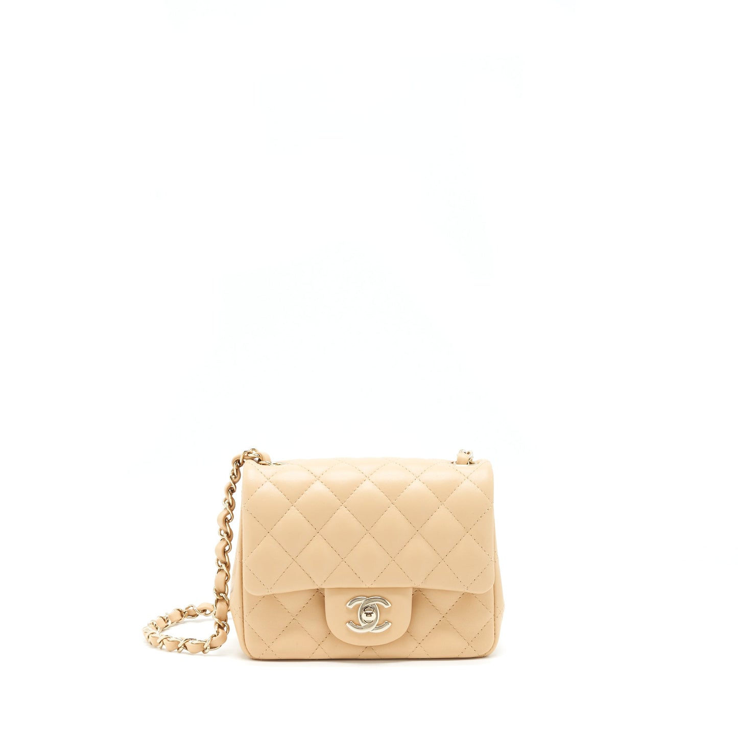 Chanel 22C Mini square flap Bag Lambskin beige L