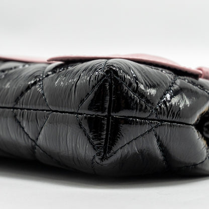 CHANEL 24A Bowknot Clutch With Chain Patent Crumpled lambskin/Shiny Lambskin Black/Pink  (Microchip)
