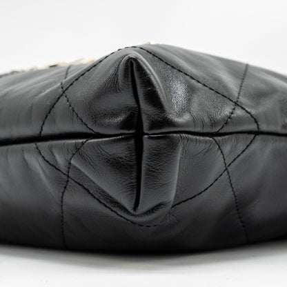 Chanel mini 22 Bag Shiny Calfskin Black  (Microchip)