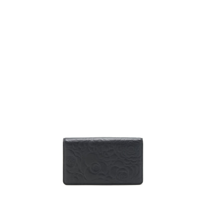 Chanel Camellia Fold Long Wallet Lambskin black / silver