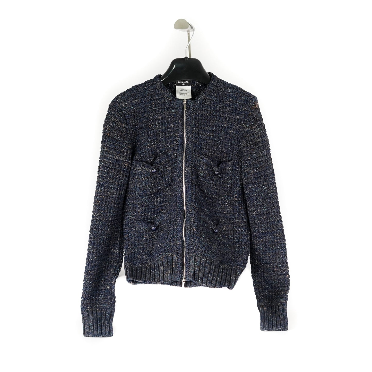 Chanel Navy Knit Cardigan - Size 36
