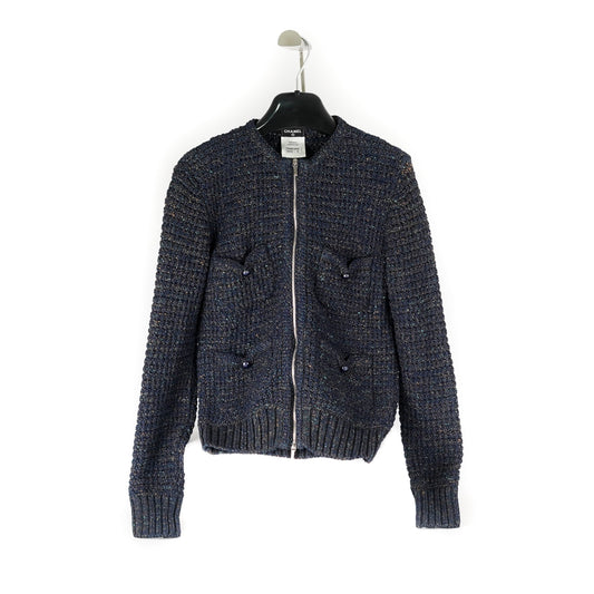 Chanel Navy Knit Cardigan - Size 36